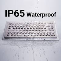 Clavier industriel en métal, étanche IP65, anti-vandalisme, filaire, USB, pour montage sur panneau, kiosque, ATM, OEM, ODM, en acier inoxydable, avec trackball, CE, ROHS