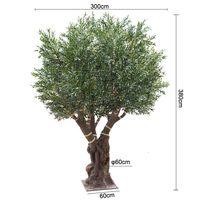Grand olivier artificiel personnalisable de 380 cm, faux tronc torsadé, faux arbre vert pour la décoration de hall de grande hauteur ou de villa