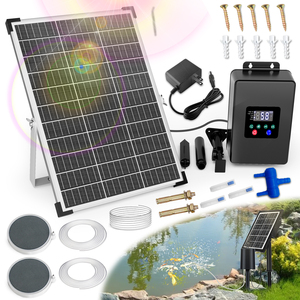 Aeration System Timer Thirty Watt Solar Aerator Two Outlets 8800Mah <b>Battery</b> Air Hoses For Fish Pond Aquaculture Tank - Product Image 1