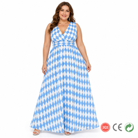 Robe longue sur mesure grande taille pour femme, imprimé diamant bavarois bleu et blanc, du 44 au 58, OEM