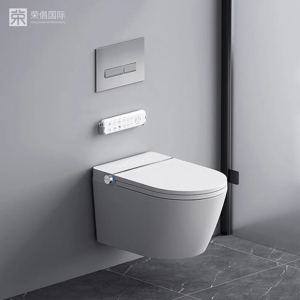 Rongchang Morden Bathroom europe style ceramic intelligent one piece toilet wall hung toilet smart toilet