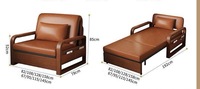 Canapé-lit convertible en cuir, fauteuil multifonction pliable avec rangement pour bureau et salon
