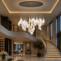 Lampu Chandelier Cabang Bunga Terompet Putih Transparan Mewah Berkualitas Tinggi Firelux untuk Ruang Tamu Hotel Villa
