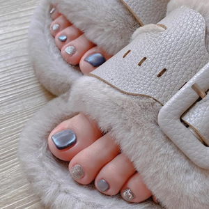 Faux <span class=keywords><strong>ongles</strong></span> d'orteils carrés courts détachables, style Ins européen et américain, effet œil de chat bleu froid, tendance, blanchissants et polyvalents, 24 pièces - Product Image 1