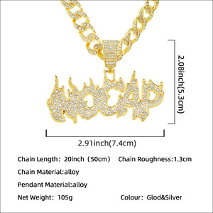 Collar con Colgante de Letra de Aleación Estilo Hiphop Personalizado, Diseño Popular, Hecho a Mano, Chapado en Oro, Joyería de Moda para Hombre - Product Image 4