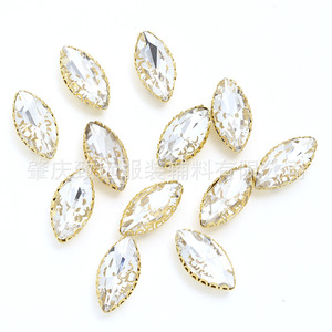 Navette Crystal Glass Rhinestone 7x15mm Flatback DIY Jewelry Accessories For Wedding Dress Shoes <b>Hat</b> Hair Ornament - Product Image 3