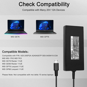<span class=keywords><strong>Cargador</strong></span> USB <span class=keywords><strong>de</strong></span> 240W para MSI GE76/GE66/GP76/GP66/GS77/MS-17K3/A20-240P2A/A240A007P/S93-0409410-C54-CE/FCC/RoHS/ Certificado - Product Image 4
