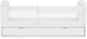 Lit pour tout-petit en pin <span class=keywords><strong>blanc</strong></span> moderne avec tiroir de rangement, construction en <span class=keywords><strong>bois</strong></span> robuste pour une utilisation en <span class=keywords><strong>chambre</strong></span> - Product Image 6