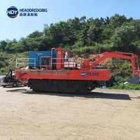 Mini-excavatrice amphibie pour marais, machine de dragage pour zones humides de 4,5 tonnes, pour le nettoyage des boues en eaux peu profondes