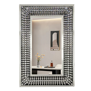 Miroir mural rectangulaire moderne en promotion, grand miroir <span class=keywords><strong>d</strong></span>écoratif de salon pleine longueur, avec cristaux étincelants effet diamant, à suspendre - Product Image 4