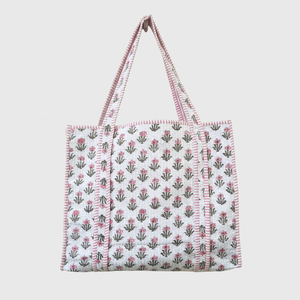 Sac fourre-tout bohème en coton avec imprimé cactus rose, ouvert en dessus, sac de shopping pour femme, utilisable toutes saisons - Product Image 1