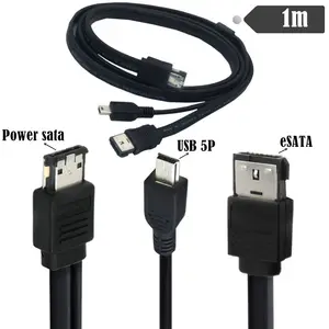 2 in 1 Mini usb Splitter Cable Power sata a ESATA USB mini 5Pin power supply cavo dati disco rigido due in uno