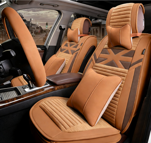 Housse de siège de <span class=keywords><strong>voiture</strong></span> en cuir et lin ventilée personnalisée Rouge Ajustement universel pour Audi Q3/Q7 VW A4 - Product Image 2