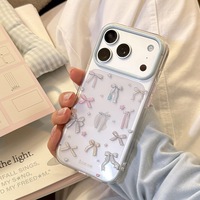 Coque de téléphone ZL205 avec nœud en cristal, compatible avec iPhone 17/16 Pro Max, étui transparent mignon, 15/14PR
