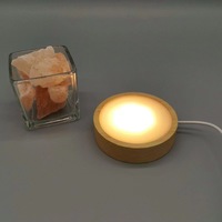 Lampe de nuit artisanale Yoni, petite lampe en bois massif, support de lampe circulaire, diffuseur de lumière, base en cristal, panneau mural en bois DIY, verre