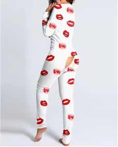 Autumn Winter Button Adult Women Cartoon Christmas Pyjamas <b>Pajamas</b> Printed Long-sleeved Onesie <b>Rompers</b> Jumpsuit - Product Image 6