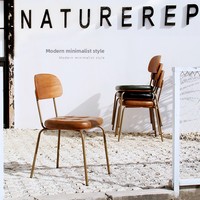 Chaise de salle à manger de restaurant commercial américain de style industriel chaise de bar d'hôtel à dossier souple en fer forgé rétro vente en gros