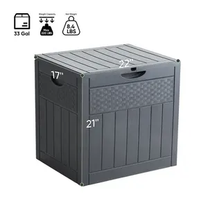 33 Gallon Outdoor Storage Box With Lockable Lid Deck Box For Patio Cushions Pool Accessories Garden Tools