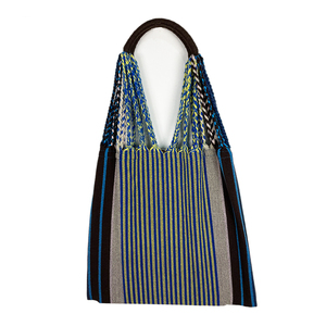 Borsa a Tracolla Casual di Design a Righe, Morbida e Capiente, con Nappine, Borsa da Spiaggia - Product Image 4