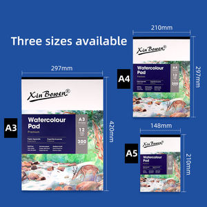 Xin Bowen thiết kế mới 300 GSM màu nước A3 giấy Pad thấp moq 25 tờ mịn sơn cao cấp Pad cho thở hổn hển - Product Image 3