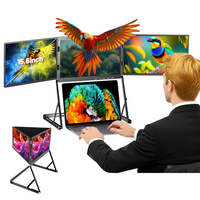 Maßgefertigter Neuer 15,6 Zoll 1080p FHD USB-C Ein-Kabel-Setup Aluminium Faltbarer Tragbarer Dreifach-Bildschirm-Monitor Externe Laptop-Monitore