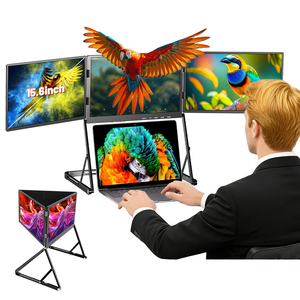 Moniteur externe portable pliable en aluminium à triple écran, nouvelle version personnalisée 15,6 pouces 1080p FHD, configuration USB-C à câble unique pour ordinateur portable - Product Image 1