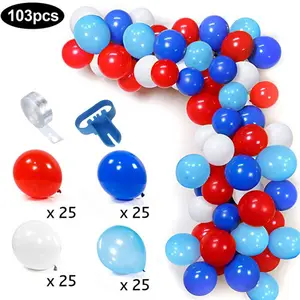 103 Stuks Ballonnen Boog Set Rood Wit Licht Blauw Blauw Ballonnen Ballon Streep Tape Kit Tool Bal Guirlande Kit Voor jongen