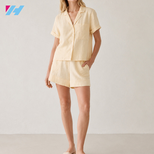 Set Estivo da <span class=keywords><strong>Donna</strong></span> in Misto Lino, <span class=keywords><strong>Camicia</strong></span> <span class=keywords><strong>e</strong></span> <span class=keywords><strong>Pantaloncini</strong></span>, <span class=keywords><strong>Completo</strong></span> Casual per Vacanze OEM - Product Image 1