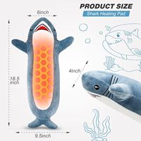 Peluche chauffante électrique super douce en forme de requin, avec réglage de la température à trois niveaux et minuterie, pour compresse chauffante de la taille et de l'abdomen