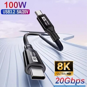 <span class=keywords><strong>Cable</strong></span> USB C PD <span class=keywords><strong>de</strong></span> 100W, 20Gbps, 8K 60Hz, <span class=keywords><strong>Cable</strong></span> <span class=keywords><strong>de</strong></span> Carga <span class=keywords><strong>de</strong></span> Datos Tipo-C <span class=keywords><strong>de</strong></span> Cobre Puro Trenzado <span class=keywords><strong>de</strong></span> PVC para Teléfonos Inteligentes y Portátiles - Product Image 1