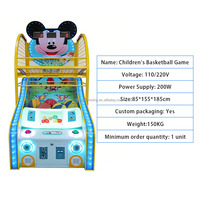 Machine de basket-ball pour enfants sur le thème de Mickey Mouse avec fonction de paiement par pièces, idéale pour les parcs d'attractions.