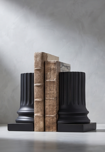 Sujetalibros Decorativo Negro de Metal, Diseño Clásico de Columna para Hogar, Oficina, Biblioteca, Estante, Escritorio, Almacenamiento, Exhibición, Interior - Product Image 4
