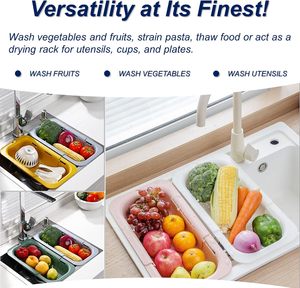 Cesta de Almacenamiento de Plástico Moderna Multifuncional con Asa Extensible para Lavar Verduras y Platos en la Cocina - Product Image 3