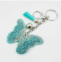 Pendentif Papillon Rouge Scintillant Entièrement en Strass avec Pompons, Ornement Suspendu de Haute Qualité, Porte-clés Best-seller