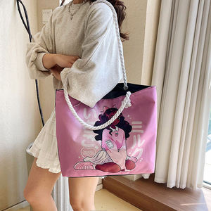 <span class=keywords><strong>Sac</strong></span> fourre-tout en nylon imprimé avec des personnages de dessins animés, <span class=keywords><strong>sac</strong></span> à bandoulière imperméable de grande capacité pour femmes, sacs à <span class=keywords><strong>main</strong></span> de shopping avec poignée en corde Kawaii - Product Image 2