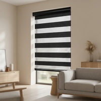 Persianas Enrollables Zebra con Filtro de Luz a Medida, con Cuerda de Cuentas, para Ventanas Francesas, de Poliéster Liso, Doble Capa, con Amplia Variedad de Telas