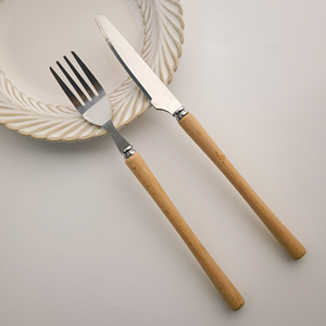 Chất Lượng Cao Bằng Gỗ Xử Lý Nĩa Và Dao Đặt 6 PC/12 PC Thép Không Gỉ Flatware Sereco-Thân Thiện Với Máy Rửa Chén An Toàn - Product Image 3