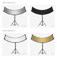 Réflecteur Diffuseur Pliable 4-en-1 Type U 155*61cm Argent Noir Blanc Or pour Photographie