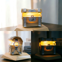 Lampe coffre au trésor à lévitation magnétique, veilleuse flottante, lampe de table décorative créative avec base en bois, thème Aventure Pirate