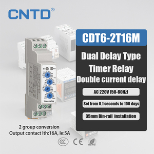 CNTD CDT6-2T16M Miniatur-Zeitrelais DPDT Doppelverzögerung IP20-Schutz 16A AC 220V (50-60Hz) Epoxidharz-geschütztes Zeitrelais - Product Image 1