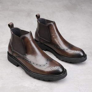 Bottes Chelsea et chaussures Oxford sur mesure imperméables pour hommes, dessus en cuir véritable, style rétro, chaussures habillées de luxe - Product Image 6