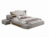 Hochwertiges King-Size Smart-Bett Multifunktionales Verstellbares Bett mit Massage Bluetooth-Lautsprecher TV-Schrank Schlafzimmer-Aufbewahrungsmöbel