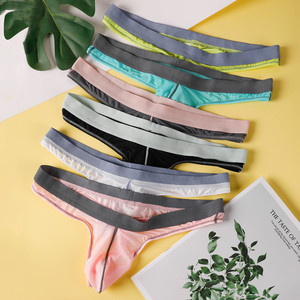 Mát Cảm Giác Người Đàn Ông Của Thấp Tăng Băng Lụa Tóm Tắt Dệt Kim Hot Sexy Đồng Tính Lớn Dương Vật Pouch Đồ Lót Với Logo Trên Eo Bikini thongs - Product Image 5