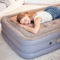 Matelas Gonflable Portable Haut de Gamme en Flocage, Lit de Camping Simple Pliable, Tapis de Couchage Moderne pour Chambre Intérieure/Extérieure et Maison