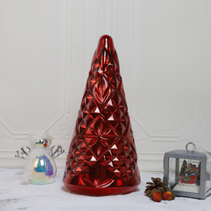 Vente en gros verre soufflé pomme de pin unique verre soufflé à la main sapin de Noël avec lumières LED - Product Image 5