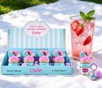Eau de Parfum pour Femme 15ml, Parfum Gourmand Vanille Sucrée en Forme de Donut Mignon avec Porte-clés, Boîte de Présentation de 12 Pièces, Vente en Gros