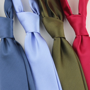 Venta al por mayor Trajes de hombre Accesorio de negocios <span class=keywords><strong>Corbata</strong></span> informal Color sólido Hombre Satén Tela de poliéster liso <span class=keywords><strong>Corbata</strong></span> de 7cm - Product Image 2