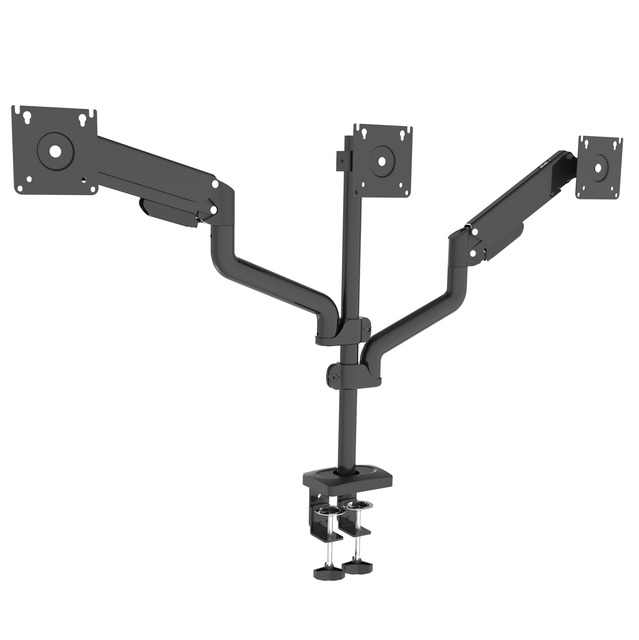 FocusMount Full Motion Adjustable Triple Arm Monitor Mount Gas Spring Monitor Arm Monitor Mount Desktop Stand for 27 Inch
