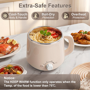 Olla eléctrica multifunción de 1.6L con tapa de vidrio y cocedor de huevos eléctrico, ¡la más vendida! - Product Image 6