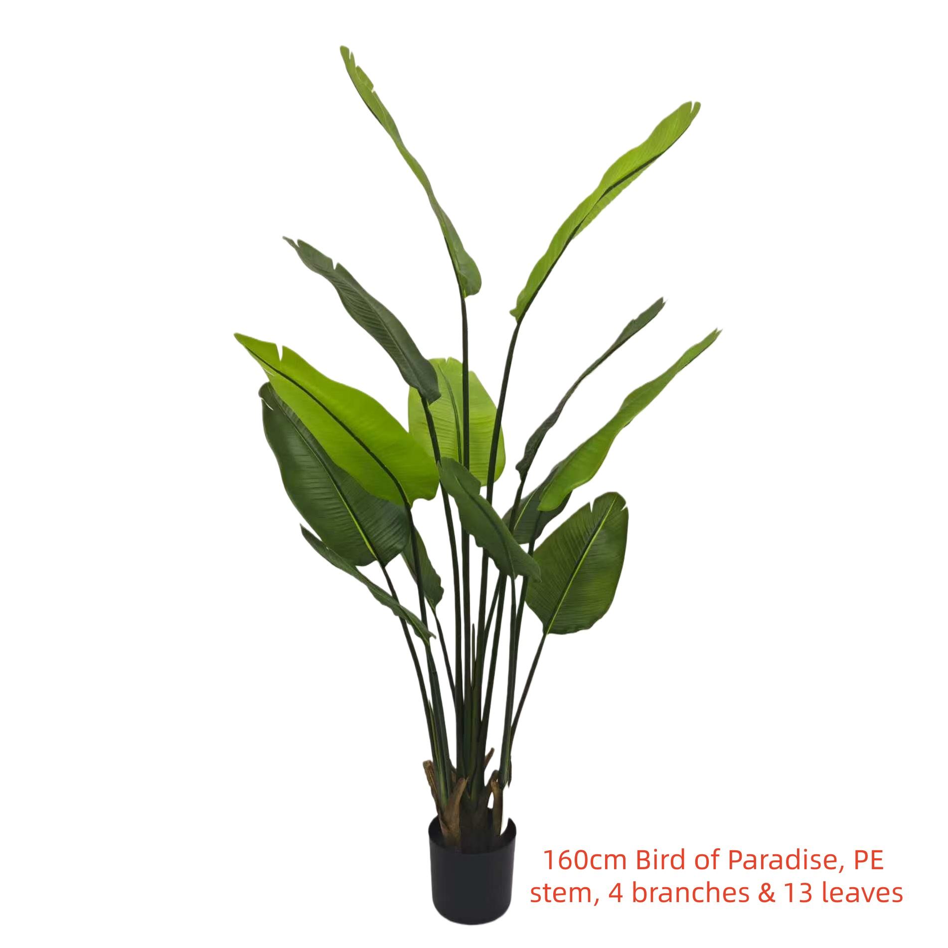160cm Bird of Paradise, PE stem, 4 branches & 13 leaves